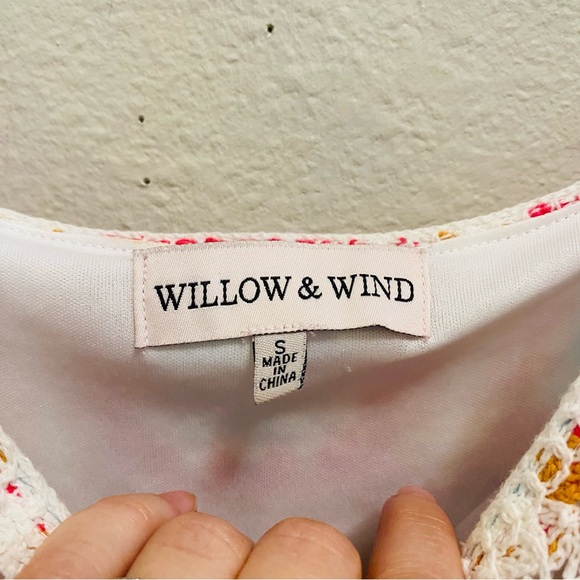 Willow & Wind Crochet Granny Square Multicolor Sleeveless Mini Dress Size Small - Picture 7 of 8